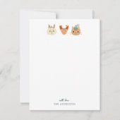 クリスマスのかわいい猫たち グリーン ノートカード (正面)