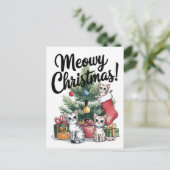 クリスマスのかわいい猫たち ポストカード (スタンド正面)
