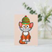 クリスマスのかわいい猫のポストカード ポストカード (スタンド正面)