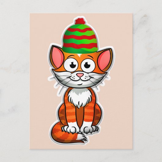 クリスマスのかわいい猫のポストカード ポストカード (正面)