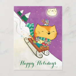 クリスマスのかわいい猫の投げはがき シーズンポストカード