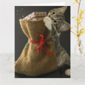 クリスマスのかわいい猫サプライズ グリーティングカード (黄色い花)