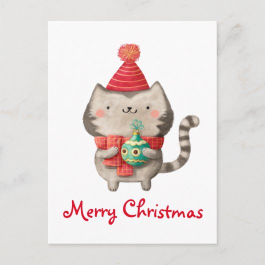 クリスマスのかわいい猫 シーズンポストカード (正面)