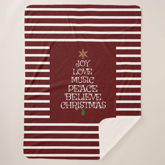 クリスマスのかわいい赤と白の精神 シェルパブランケット (正面)