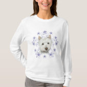 クリスマスのかわいいWestie犬の芸術および雪の薄片は主演します Tシャツ (正面)