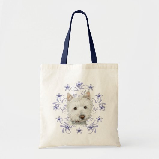 クリスマスのかわいいWestie犬の芸術および雪ははげます トートバッグ (正面)