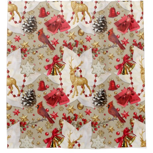 クリスマスのきらめくシャワーカーテン シャワーカーテン (正面)
