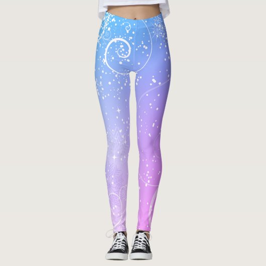 クリスマスのきらめく雪 レギンス (正面)