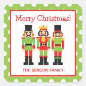 クリスマスのくるみパーソナライズされた割り人形 スクエアシール (正面)