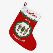 クリスマスのくるみ割りの戦わない兵隊 ラージクリスマスストッキング (正面 (吊り時))