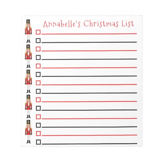 クリスマスのくるみ割りショッピングリストの個人用設定No ノートパッド (正面)