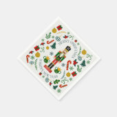クリスマスのくるみ割り人形のカスタムモノグラム スタンダードカクテルナプキン (角)