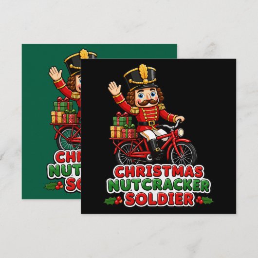 クリスマスのくるみ割り人形の兵隊の自転車乗り カード (正面/裏面)