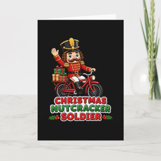 クリスマスのくるみ割り人形の兵隊の自転車乗り カード (正面)