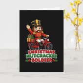 クリスマスのくるみ割り人形の兵隊の自転車乗り カード (黄色い花)
