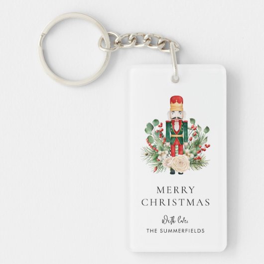 クリスマスのくるみ割り人形の脚本の緑の葉の装飾 キーホルダー (正面)