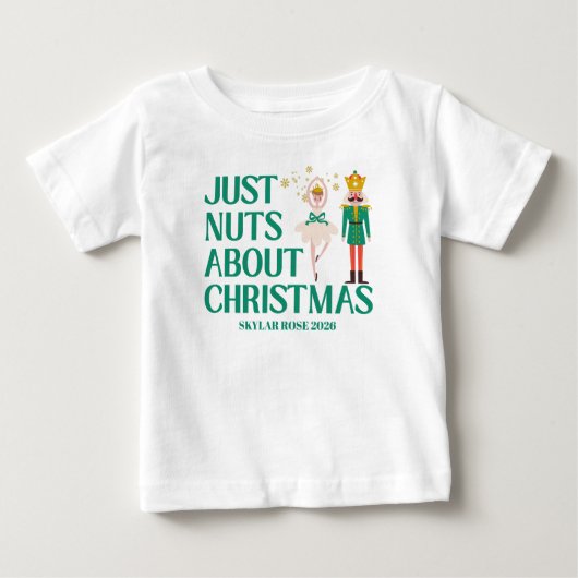 クリスマスのくるみ割り人形バレリーナが大好き! ベビーTシャツ (正面)