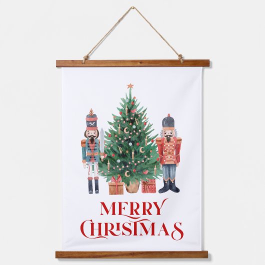 クリスマスのくるみ割り、ドラマーの少年と木 吊り下げ型タペストリー (正面)