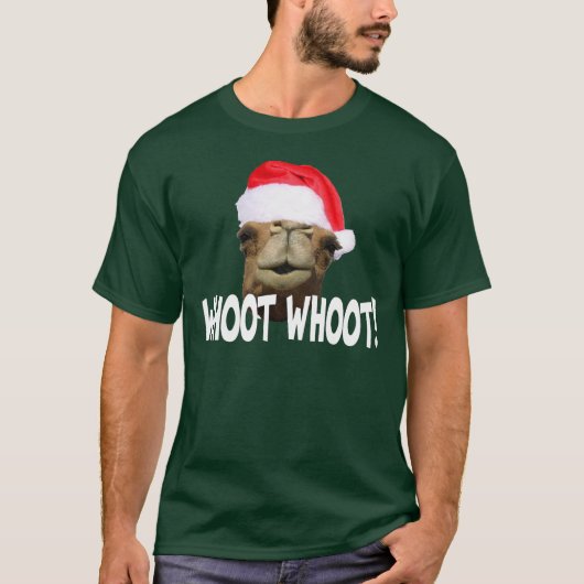 クリスマスのこぶ日のラクダのWhoot WhootのTシャツ Tシャツ (正面)