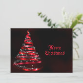 クリスマスのご挨拶 光沢のある赤いリボンのツリーの輝き シーズンカード (スタンド正面)