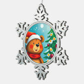 クリスマスのそばのサンタハットに可愛い飾熊|過去記事 スノーフレークピューターオーナメント (右)