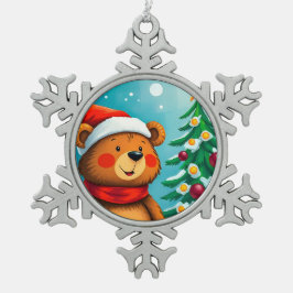 クリスマスのそばのサンタハットに可愛い飾熊|過去記事 スノーフレークピューターオーナメント