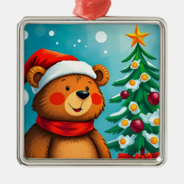 クリスマスのそばのサンタハットに可愛い飾熊|過去記事 メタルオーナメント