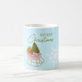 クリスマスのそりとプレゼント、ツリー ホリデーギフト コーヒーマグカップ
