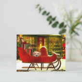 クリスマスのそりのビーグル犬 シーズンポストカード (スタンド正面)