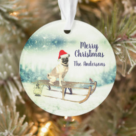 クリスマスのそりをパグする オーナメント