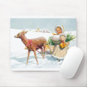 クリスマスのそりを持つ女の子 マウスパッド (マウス)