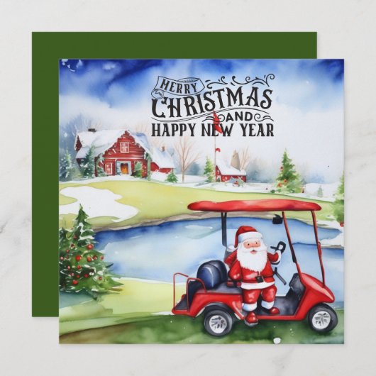 クリスマスのためにゴルフのサンタクロース シーズンカード (正面/裏面)