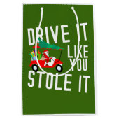 クリスマスのためにゴルフカートにサンタクロースをゴルフ ミディアムペーパーバッグ (正面)