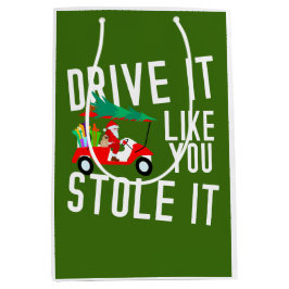 クリスマスのためにゴルフカートにサンタクロースをゴルフ ミディアムペーパーバッグ