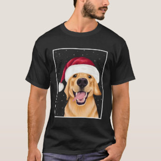クリスマスのためにサンタハット犬にゴールデンレトリバー Tシャツ