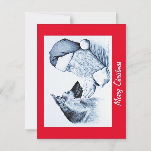 クリスマスのためにドイツの羊飼いとサンタクロース サンキューカード (正面)