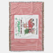 クリスマスのために古い赤いトラックの木の家 スローブランケット (正面縦)