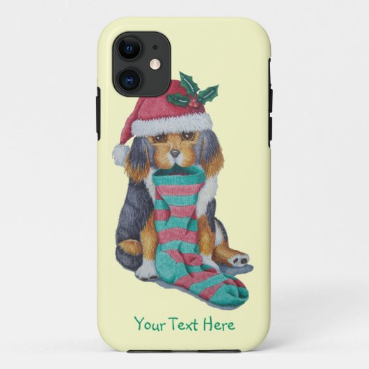 クリスマスのために可愛い黒と茶色の子犬 Case-Mate iPhoneケース (裏面)