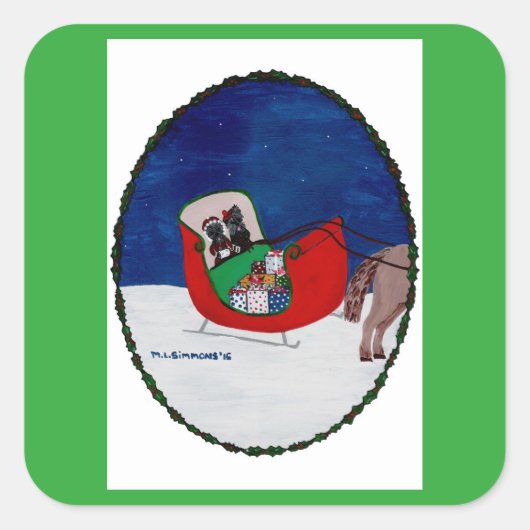 クリスマスのために家に帰る スクエアシール (正面)