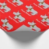 クリスマスのために服を着るサイ! ラッピングペーパー (角)
