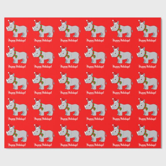 クリスマスのために服を着るサイ! ラッピングペーパー (フラット)