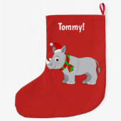 クリスマスのために服を着るサイ! ラージクリスマスストッキング (裏面)