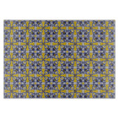 クリスマスのために青と黄色のポルトガルのタイル カッティングボード (正面)