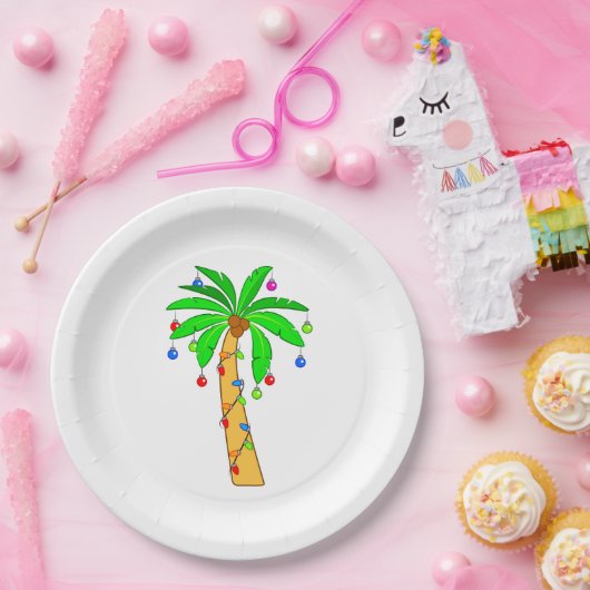 クリスマスのために飾られるヤシの木 ペーパープレート (パーティー)