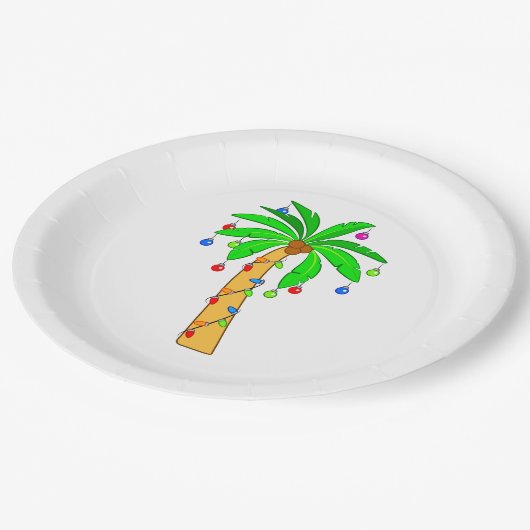 クリスマスのために飾られるヤシの木 ペーパープレート (アングル)