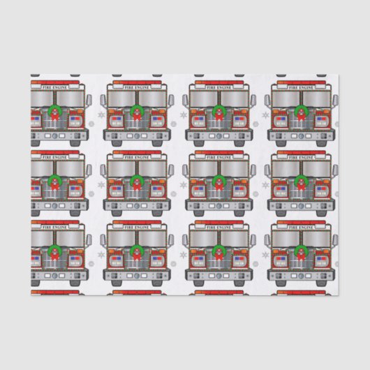 クリスマスのために飾られる消防車 薄葉紙 (正面)
