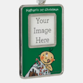 クリスマスのためのお菓子の家を飾ること シルバープレートフレームオーナメント (右)