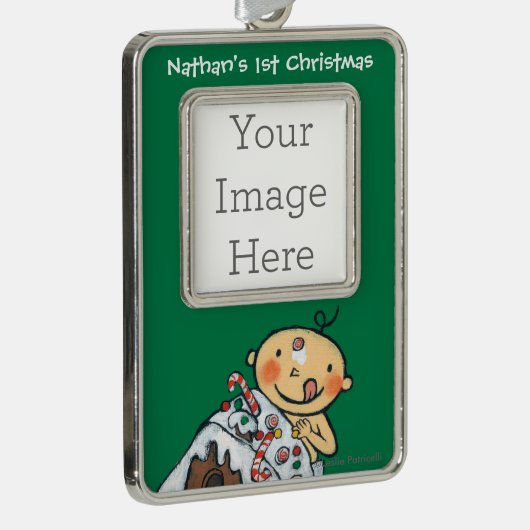 クリスマスのためのお菓子の家を飾ること シルバープレートフレームオーナメント (右)