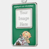 クリスマスのためのお菓子の家を飾ること シルバープレートフレームオーナメント (左)