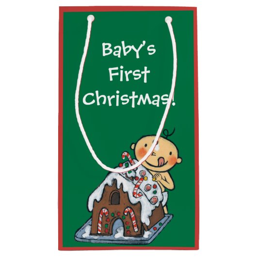 クリスマスのためのお菓子の家を飾ること スモールペーパーバッグ (裏面)